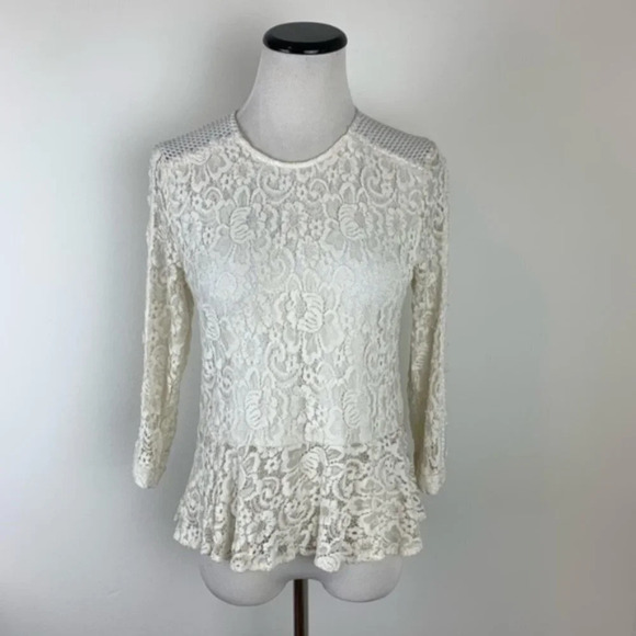 Sea New York Lace Peplum Top Long Sleeve Size 0 - Picture 1 of 8